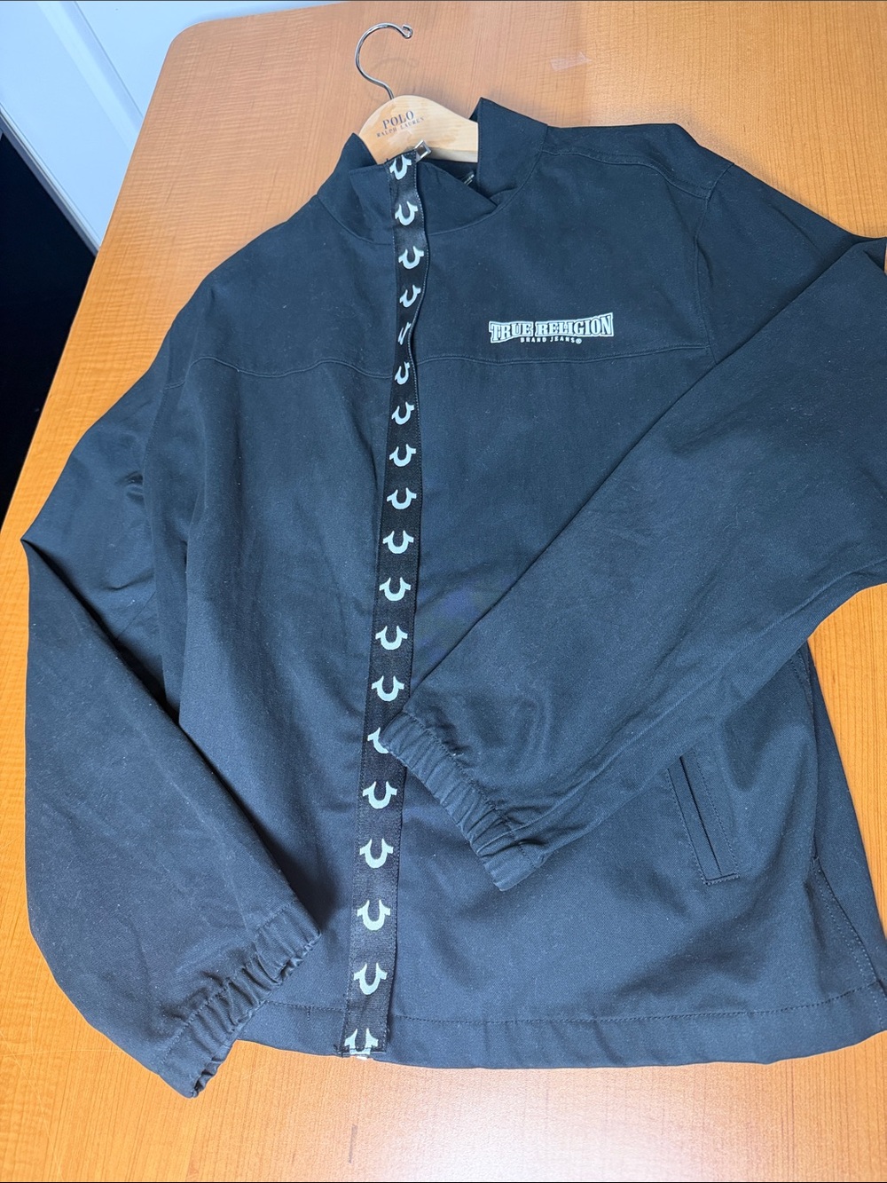 True Religion Black Windbreaker with Signature Trim